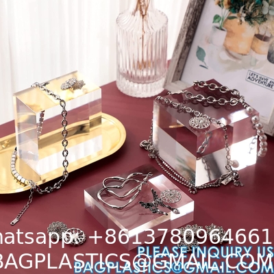 Clear Polished Acrylic Cube Cylinder, Square Display Block, Jewelry Display Holder Base Stands, Crafts Closet Show