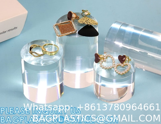 Clear Polished Acrylic Cube Cylinder, Square Display Block, Jewelry Display Holder Base Stands, Crafts Closet Show