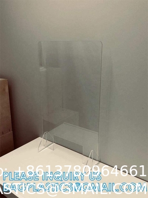 Portable Acrylic Sneeze Guard Shield Divider Perspex Screens Barrier Plastic Shield Counter, Social Distancing