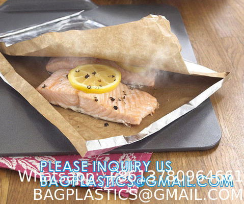 Parchment Baking Paper Lined Foil, Insulated Foil Sandwich Wrap Sheet, Aluminum parchment backed baking paper lined