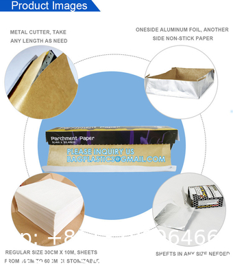 Parchment Baking Paper Lined Foil, Insulated Foil Sandwich Wrap Sheet, Aluminum parchment backed baking paper lined