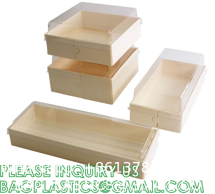 Bakery Boxes, Craft Paper Box, Disposable Paper Food Packaging Take Away Window Fruit Sushi Salad Paper Boxes With Logo