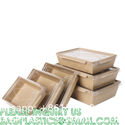 Bakery Boxes, Craft Paper Box, Disposable Paper Food Packaging Take Away Window Fruit Sushi Salad Paper Boxes With Logo