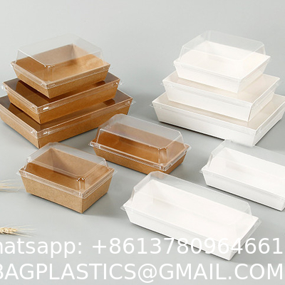 Bakery Boxes, Craft Paper Box, Disposable Paper Food Packaging Take Away Window Fruit Sushi Salad Paper Boxes With Logo