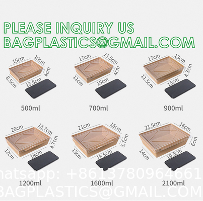 Bakery Boxes, Craft Paper Box, Disposable Paper Food Packaging Take Away Window Fruit Sushi Salad Paper Boxes With Logo