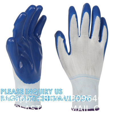Custom Nitrile Coating Firm Grip Work GlovesNitrile Work Gloves Cotton Shell Coated Safety Work Gloves