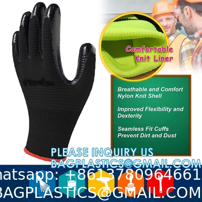 Custom Nitrile Coating Firm Grip Work GlovesNitrile Work Gloves Cotton Shell Coated Safety Work Gloves