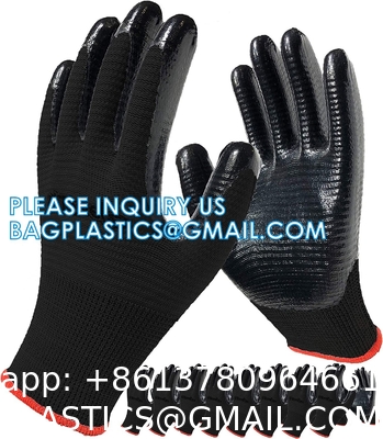 Custom Nitrile Coating Firm Grip Work GlovesNitrile Work Gloves Cotton Shell Coated Safety Work Gloves