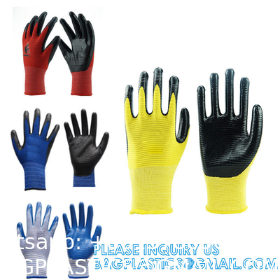Custom Nitrile Coating Firm Grip Work GlovesNitrile Work Gloves Cotton Shell Coated Safety Work Gloves