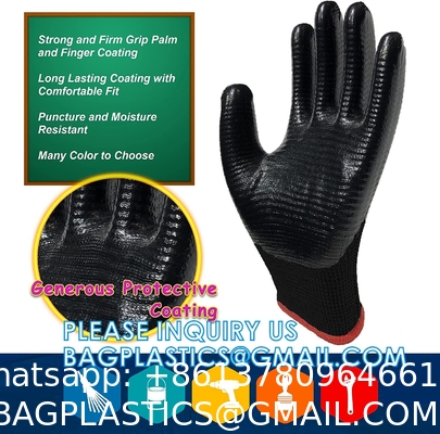 Custom Nitrile Coating Firm Grip Work GlovesNitrile Work Gloves Cotton Shell Coated Safety Work Gloves