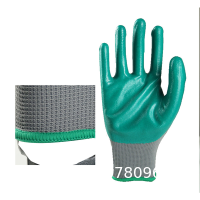 Custom Nitrile Coating Firm Grip Work GlovesNitrile Work Gloves Cotton Shell Coated Safety Work Gloves