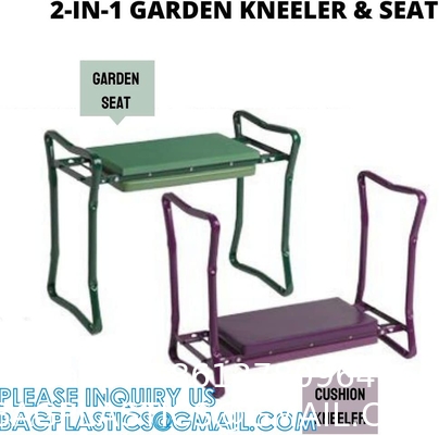 Garden Kneeler And Seat With Tool Pouch, Portable Folding Garden Stool, Heavy Duty Gardening Kneeling Bench