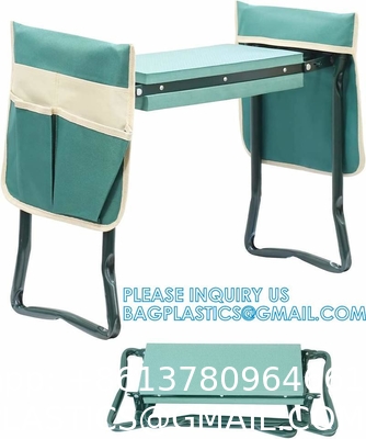 Garden Kneeler And Seat With Tool Pouch, Portable Folding Garden Stool, Heavy Duty Gardening Kneeling Bench