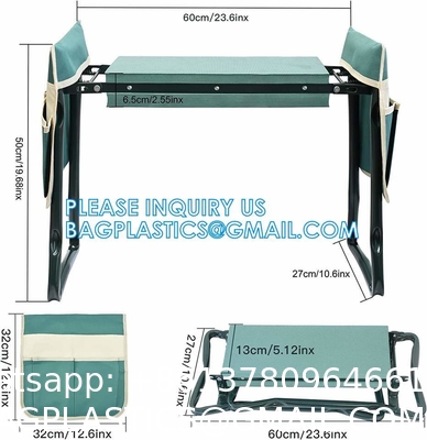 Garden Kneeler And Seat With Tool Pouch, Portable Folding Garden Stool, Heavy Duty Gardening Kneeling Bench
