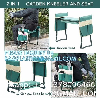 Garden Kneeler And Seat With Tool Pouch, Portable Folding Garden Stool, Heavy Duty Gardening Kneeling Bench