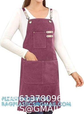Gardening Work Garden Tools Storage Aprons Waterdrop Resistant Cotton Canvas Cross Back Adjustable Apron