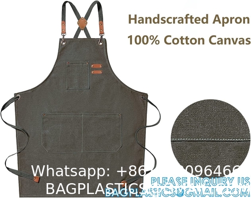 Gardening Work Garden Tools Storage Aprons Waterdrop Resistant Cotton Canvas Cross Back Adjustable Apron