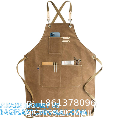 Gardening Work Garden Tools Storage Aprons Waterdrop Resistant Cotton Canvas Cross Back Adjustable Apron