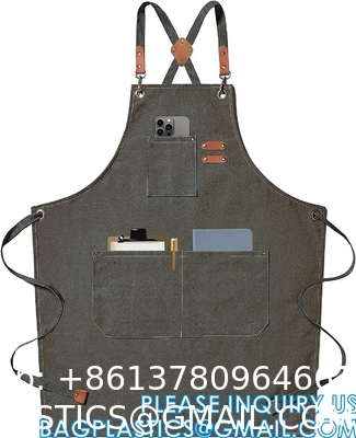 Gardening Work Garden Tools Storage Aprons Waterdrop Resistant Cotton Canvas Cross Back Adjustable Apron