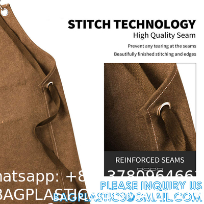 Gardening Work Garden Tools Storage Aprons Waterdrop Resistant Cotton Canvas Cross Back Adjustable Apron