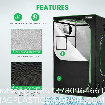 Grow Tent, Growing Room, 600D Mylar Highly Reflective Aluminum Hydroponic Plant Growing Tent Insulation Grow Room