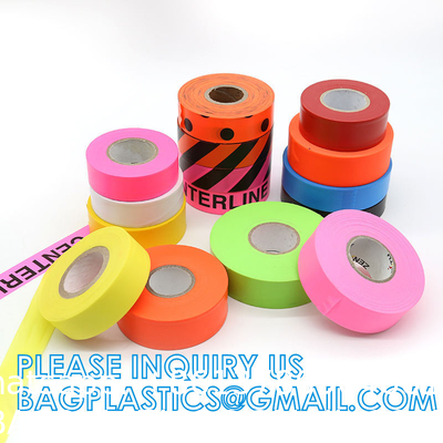 Flagging Tape Assorted Colored, Non-Adhesive 1.5" Width, 100' Length, Plastic Ribbon Surveyors Tape, Marking Tape