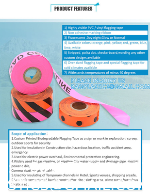 Flagging Tape Assorted Colored, Non-Adhesive 1.5" Width, 100' Length, Plastic Ribbon Surveyors Tape, Marking Tape