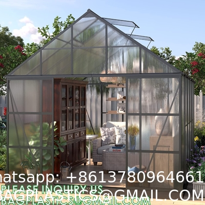 Portable Plant GreenHouse Zippered Door Windows, Galvanized Steel Hoops, Glass Greenhouse, Polycarbonate Greenhouse
