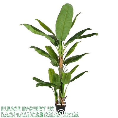 Artificial Banana Tree 6ft Tall 22 Large Leaves Triple Stalk Faux Banana Silk Tree Artificial Banana Leaf Plant