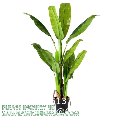Artificial Banana Tree 6ft Tall 22 Large Leaves Triple Stalk Faux Banana Silk Tree Artificial Banana Leaf Plant
