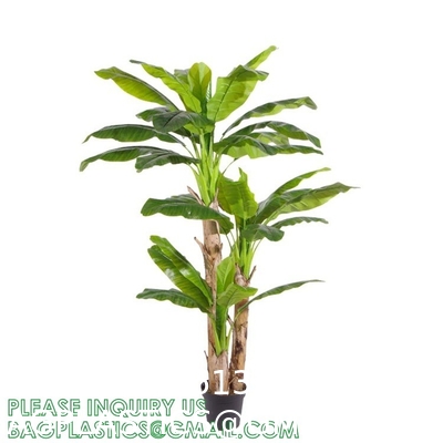 Artificial Banana Tree 6ft Tall 22 Large Leaves Triple Stalk Faux Banana Silk Tree Artificial Banana Leaf Plant