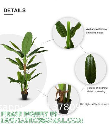 Artificial Banana Tree 6ft Tall 22 Large Leaves Triple Stalk Faux Banana Silk Tree Artificial Banana Leaf Plant