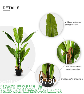 Artificial Banana Tree 6ft Tall 22 Large Leaves Triple Stalk Faux Banana Silk Tree Artificial Banana Leaf Plant