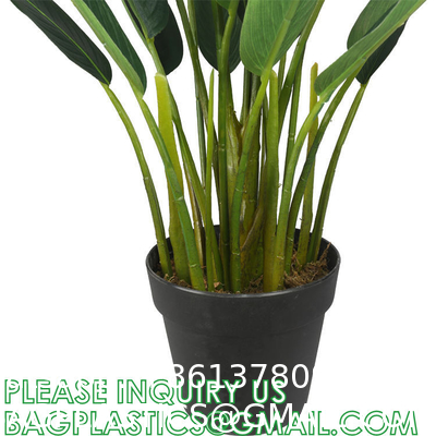 Artificial Bird of Paradise Plants 6 Ft Fake Tropical Palm Tree with Trunks in Pot and Woven Seagrass Belly Basket