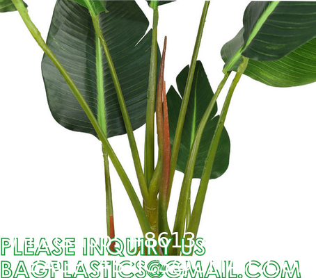 Artificial Bird of Paradise Plants 6 Ft Fake Tropical Palm Tree with Trunks in Pot and Woven Seagrass Belly Basket