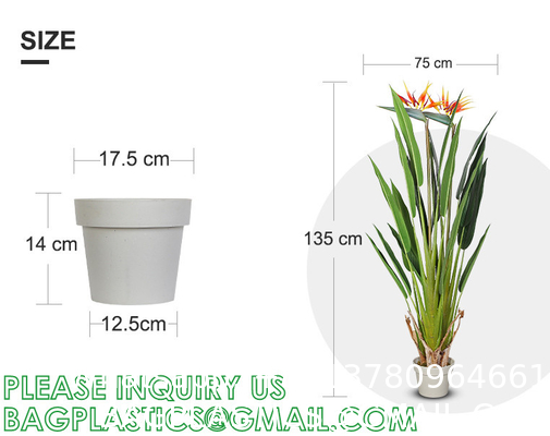 Artificial Bird of Paradise Plants 6 Ft Fake Tropical Palm Tree with Trunks in Pot and Woven Seagrass Belly Basket
