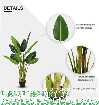 Artificial Bird of Paradise Plants 6 Ft Fake Tropical Palm Tree with Trunks in Pot and Woven Seagrass Belly Basket