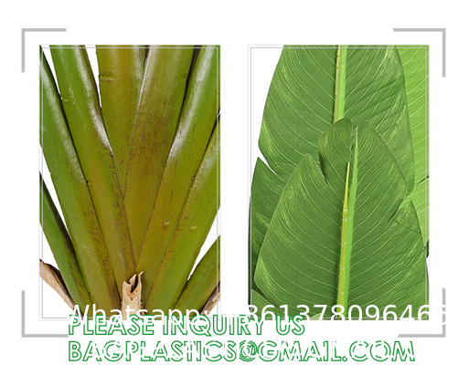 Artificial Bird of Paradise Plants 6 Ft Fake Tropical Palm Tree with Trunks in Pot and Woven Seagrass Belly Basket