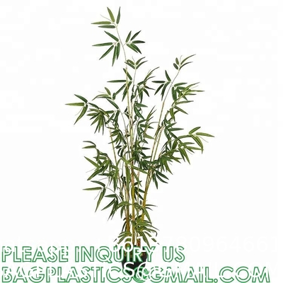 Artificial Bamboo Tree Set of 2, Fake Greenery Plants in Pots for Indoor Outdoor, Beautiful Faux Tree with Leaves