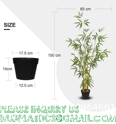 Artificial Bamboo Tree Set of 2, Fake Greenery Plants in Pots for Indoor Outdoor, Beautiful Faux Tree with Leaves