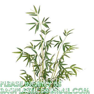Artificial Bamboo Tree Set of 2, Fake Greenery Plants in Pots for Indoor Outdoor, Beautiful Faux Tree with Leaves