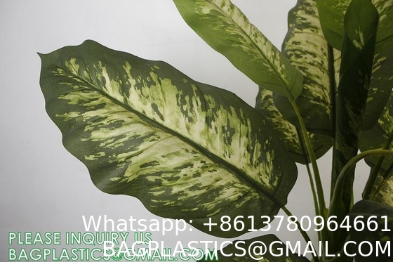 Artificial Golden Dieffenbachia Plant 43 Inch Tall Fake Tropical Lifelike Tree in Pot Silk Faux Dark Green Plant