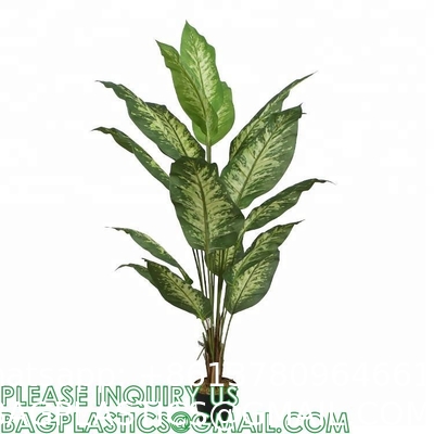 Artificial Golden Dieffenbachia Plant 43 Inch Tall Fake Tropical Lifelike Tree in Pot Silk Faux Dark Green Plant