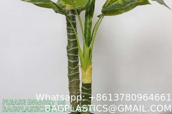 Artificial Golden Dieffenbachia Plant 43 Inch Tall Fake Tropical Lifelike Tree in Pot Silk Faux Dark Green Plant