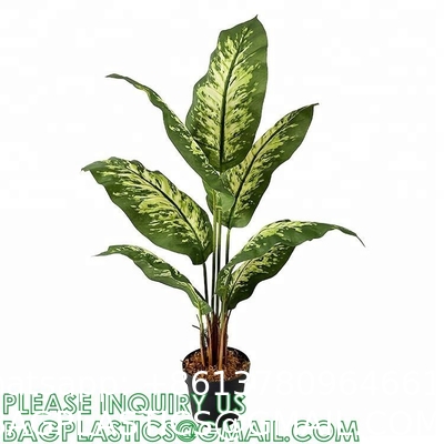Artificial Golden Dieffenbachia Plant 43 Inch Tall Fake Tropical Lifelike Tree in Pot Silk Faux Dark Green Plant