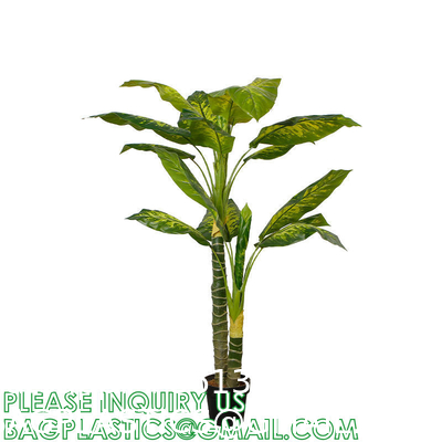 Artificial Golden Dieffenbachia Plant 43 Inch Tall Fake Tropical Lifelike Tree in Pot Silk Faux Dark Green Plant