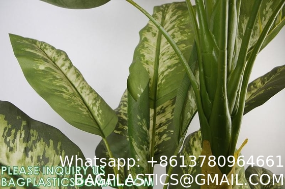 Artificial Golden Dieffenbachia Plant 43 Inch Tall Fake Tropical Lifelike Tree in Pot Silk Faux Dark Green Plant