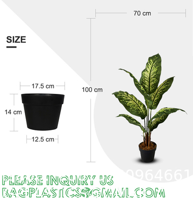 Artificial Golden Dieffenbachia Plant 43 Inch Tall Fake Tropical Lifelike Tree in Pot Silk Faux Dark Green Plant