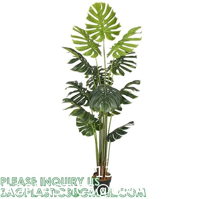 Artificial Monstera Deliciosa Plant, 5ft Potted Faux Tree with 15 Verdant Fake Leaves, Swiss Cheese Plant for Home
