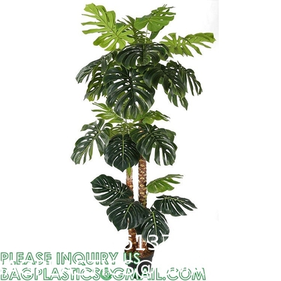 Artificial Monstera Deliciosa Plant, 5ft Potted Faux Tree with 15 Verdant Fake Leaves, Swiss Cheese Plant for Home